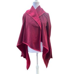 Lululemon Athletica Burgundy Fleece Wrap Jacket Coat Size 6 Asymmetrical Hem